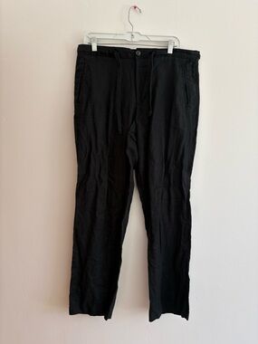 Tasso Elba 100% Linen Black Pants Straight Leg Vacation Resort Beach Men's 34